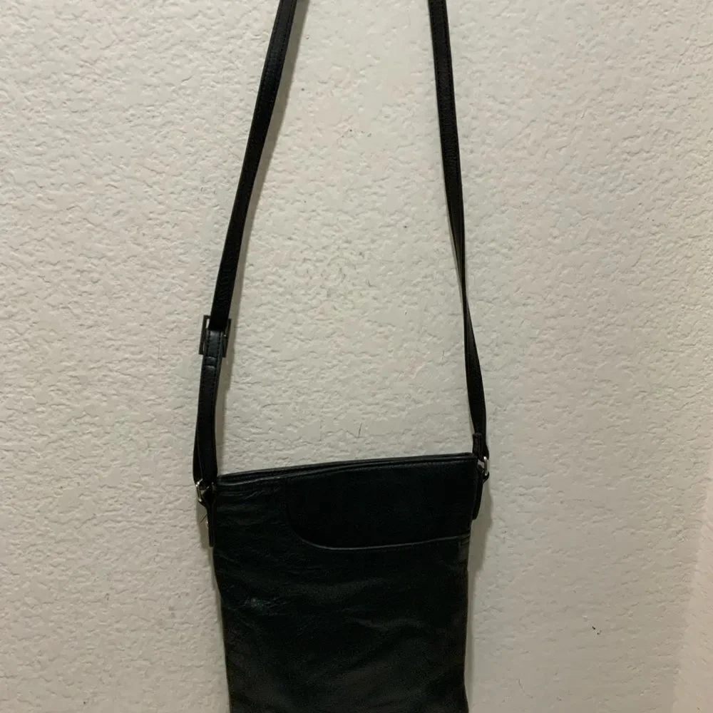 Margot Crossbody Bag Black Genuine Leather Handbag Purse Small